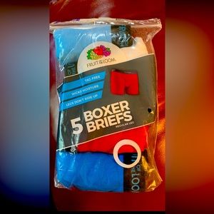 New! Fruit of the Loom Boys 5 pk Multi-Color Boxer Briefs Size M 10-12 Tag-free